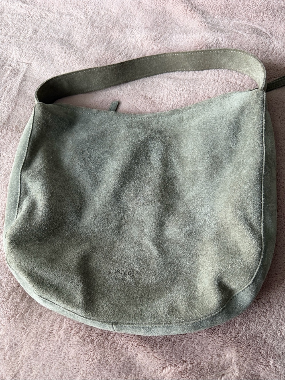 Margot Suede Shoulder Hobo Bag in gray/ green